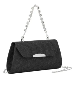 DIVAS - Borsa pochette nera in lurex per cerimonia