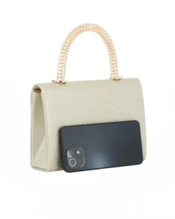 DIVAS - Borsa pochette oro con manico in metallo