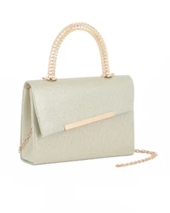 DIVAS - Borsa pochette oro con manico in metallo