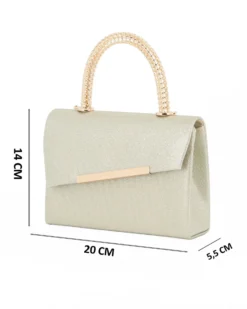 DIVAS - Borsa pochette oro con manico in metallo