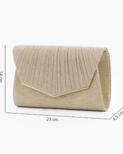 DIVAS - Borsa pochette platino in lurex con patta plissettata