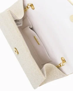 DIVAS - Borsa pochette platino in lurex con patta plissettata