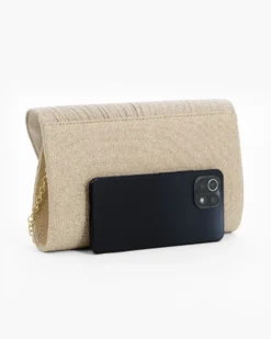DIVAS - Borsa pochette platino in lurex con patta plissettata
