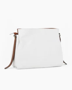 DIVAS - Borsa sacca bianca in VERA PELLE con tracolla nastro - MADE IN ITALY