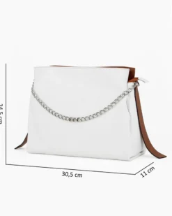 DIVAS - Borsa sacca bianca in VERA PELLE con tracolla nastro - MADE IN ITALY