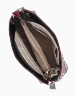 DIVAS - Borsa sacca bordeaux in VERA PELLE con tracolla nastro - MADE IN ITALY