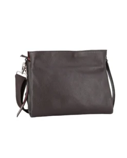 DIVAS - Borsa sacca marrone in VERA PELLE con tracolla nastro - MADE IN ITALY