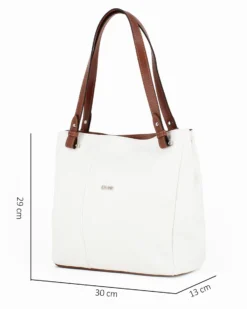 DIVAS - Borsa shopping bianca tre scomparti VERA PELLE - MADE IN ITALY
