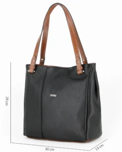 DIVAS - Borsa shopping nera tre scomparti VERA PELLE - MADE IN ITALY