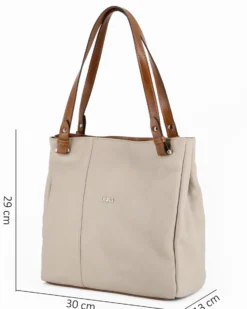DIVAS - Borsa shopping taupe tre scomparti VERA PELLE - MADE IN ITALY