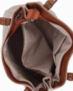 DIVAS - Borsa shopping taupe tre scomparti VERA PELLE - MADE IN ITALY