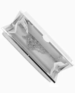 DIVAS - Clutch argento con bordatura in metallo