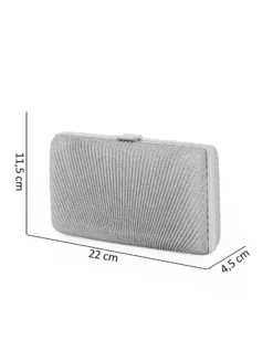 DIVAS - Clutch argento glitterata con righe verticali e chiusura metallica