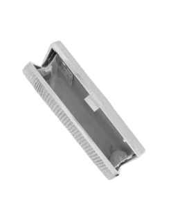 DIVAS - Clutch argento glitterata con righe verticali e chiusura metallica