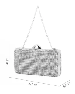 DIVAS - Clutch argento ricoperta di strass argento con chiusura metallica