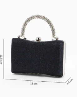 DIVAS - Clutch blu in lurex con manico gioiello