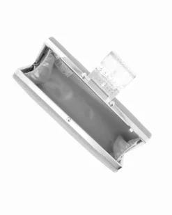 DIVAS - Clutch glitterata argento con chiusura gioiello