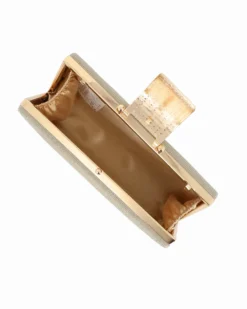 DIVAS - Clutch glitterata oro con chiusura gioiello