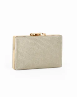DIVAS - Clutch glitterata oro con chiusura gioiello