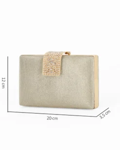 DIVAS - Clutch glitterata oro con chiusura gioiello