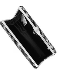 DIVAS - Clutch nera ricoperta di strass argento e con chiusura metallica