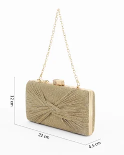 DIVAS - Clutch oro in lurex con fiocco e chiusura metallica