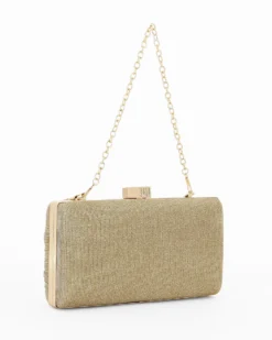 DIVAS - Clutch oro in lurex con fiocco e chiusura metallica
