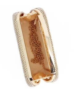 DIVAS - Clutch oro in strass, tracolla removibile