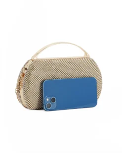 DIVAS - Clutch oro in strass, tracolla removibile