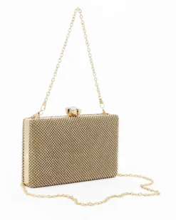 DIVAS - Clutch oro ricoperta di strass con chiusura fiore