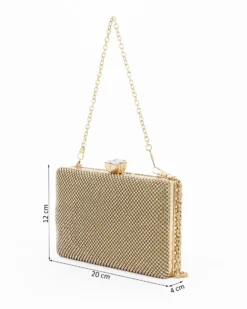DIVAS - Clutch oro ricoperta di strass con chiusura fiore