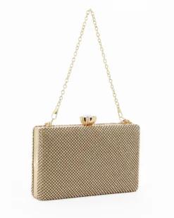 DIVAS - Clutch oro ricoperta di strass con chiusura fiore