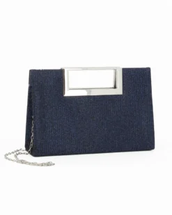 DIVAS - Clutch rettangolare blu in lurex