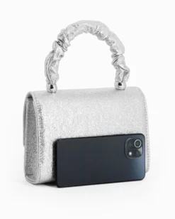 DIVAS - Minibag argento con manico arricciato