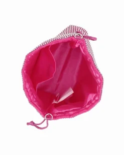 DIVAS - Minibag a sacchetto fuxia rivestita di strass con coulisse