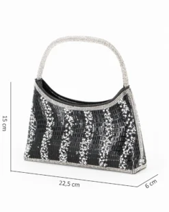 DIVAS - Minibag nera in strass, catenina removibile
