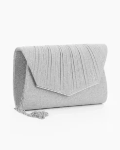 DIVAS - Pochette argento in lurex con patta plissettata