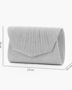DIVAS - Pochette argento in lurex con patta plissettata