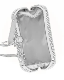 DIVAS - Pochette argento tutta strass con un manico