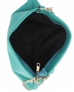 DIVAS - POCHETTE AZZURRA IN PELLE CON CATENA