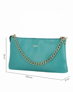 DIVAS - POCHETTE AZZURRA IN PELLE CON CATENA