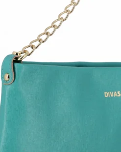 DIVAS - POCHETTE AZZURRA IN PELLE CON CATENA