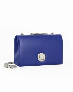 DIVAS - Pochette bluette con patta e tracolla catenina