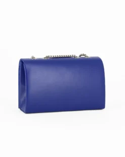 DIVAS - Pochette bluette con patta e tracolla catenina