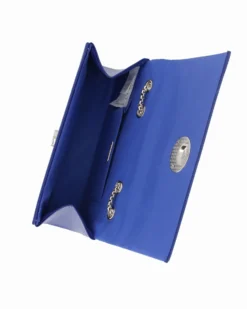 DIVAS - Pochette bluette con patta e tracolla catenina