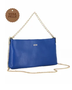 DIVAS - POCHETTE BLUETTE IN PELLE CON CATENA