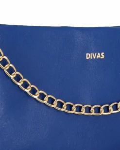 DIVAS - POCHETTE BLUETTE IN PELLE CON CATENA
