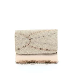 DIVAS- Pochette effetto metallizzato con patta lurex e strass