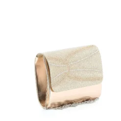DIVAS- Pochette effetto metallizzato con patta lurex e strass