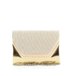 DIVAS- Pochette effetto metalizzato e strass con patta lurex